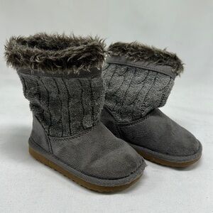 Carter’s Toddler Kids Gray Faux Fur Wool Boots Size 6